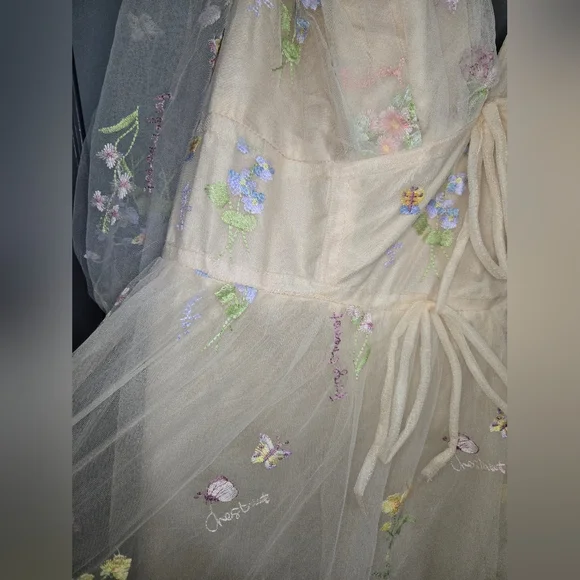 Floral Embroidered Tulle Dress - Picture 2 of 10